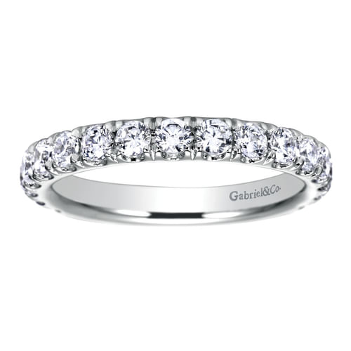 Platinum French Pavé Diamond Wedding Band