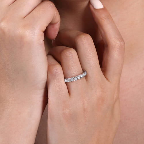 Platinum French Pavé Set Diamond Eternity Band
