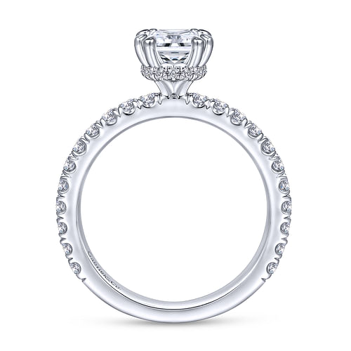 Platinum Hidden Halo Cushion Cut Diamond Engagement Ring