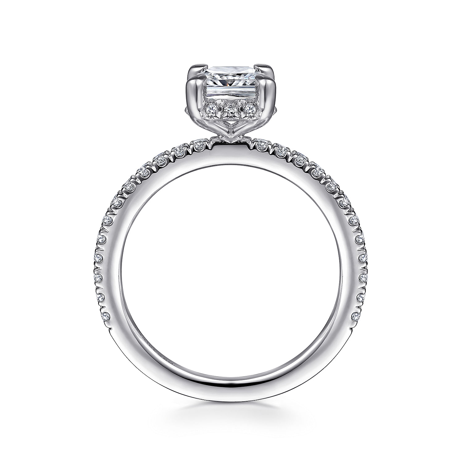 Platinum Hidden Halo Cushion Cut Diamond Engagement Ring
