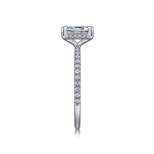 Platinum Hidden Halo Emerald Cut Diamond Engagement Ring