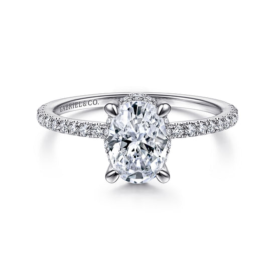Gabriel - Platinum Hidden Halo Oval Diamond Engagement Ring