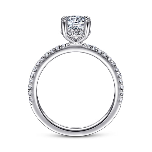 Platinum Hidden Halo Oval Diamond Engagement Ring