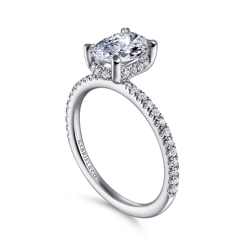 Platinum Hidden Halo Oval Diamond Engagement Ring