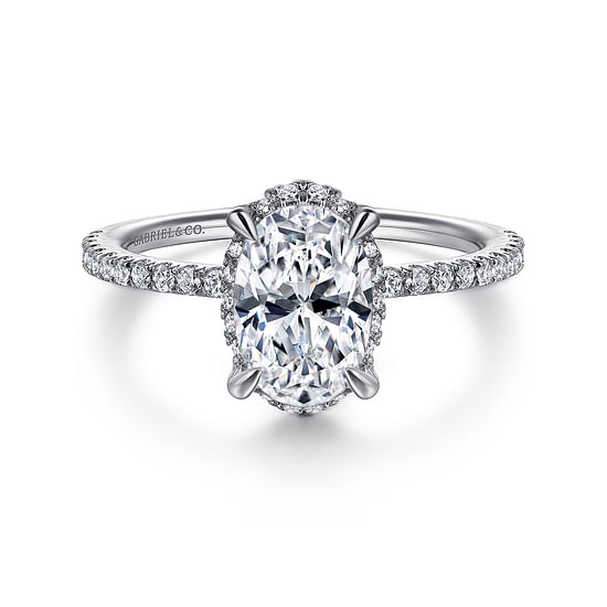 Gabriel - Platinum Hidden Halo Oval Diamond Engagement Ring