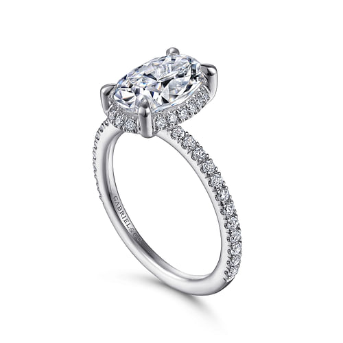 Platinum Hidden Halo Oval Diamond Engagement Ring