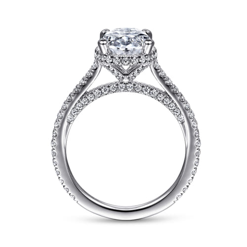 Platinum Hidden Halo Oval Diamond Engagement Ring