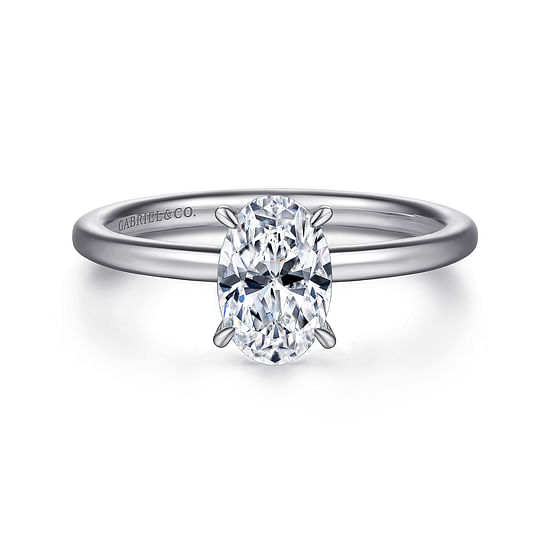Gabriel - Platinum Hidden Halo Oval Diamond Engagement Ring