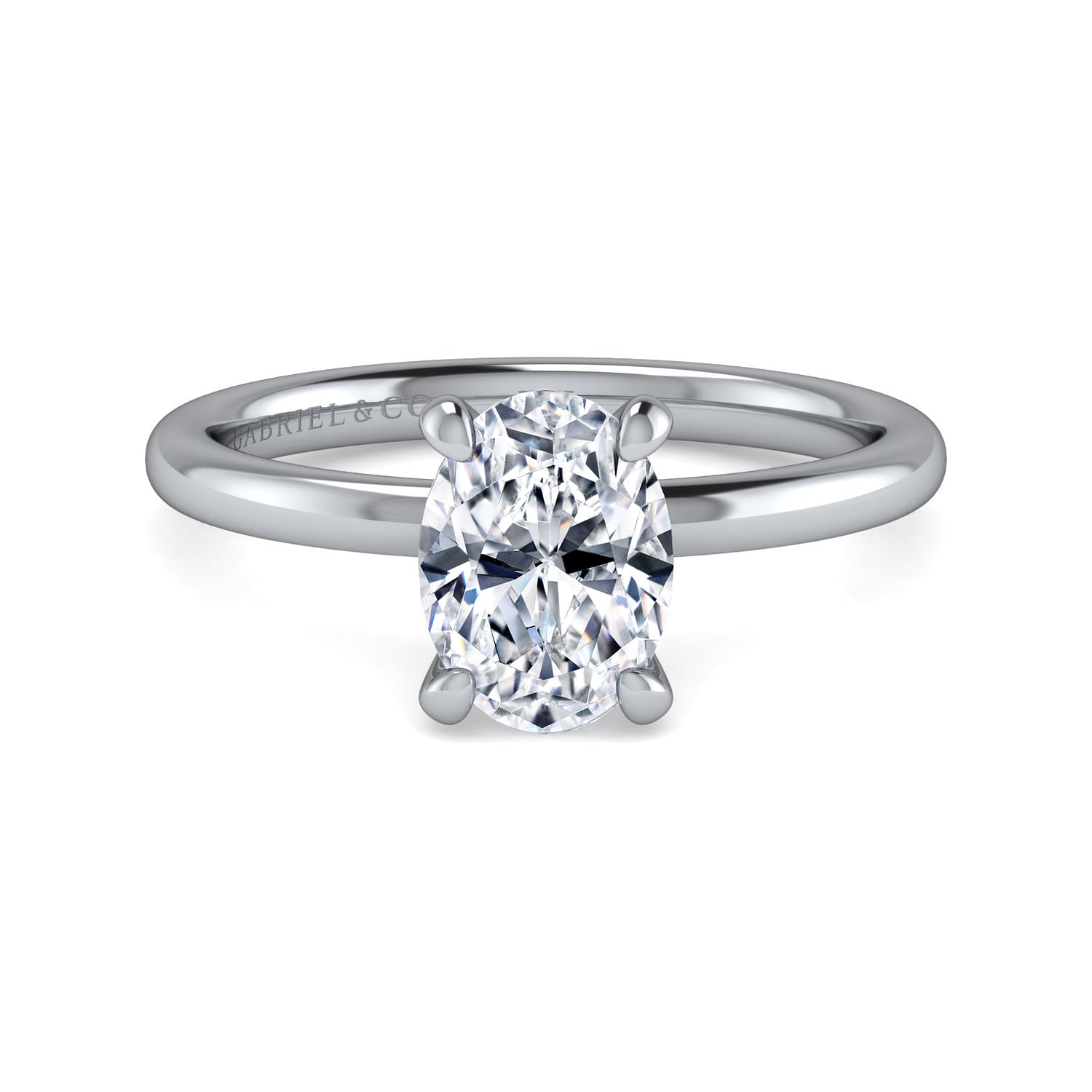 Gabriel - Platinum Hidden Halo Oval Diamond Engagement Ring