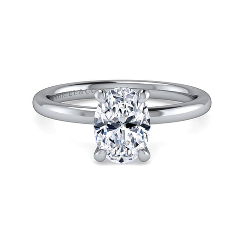 Platinum Hidden Halo Oval Diamond Engagement Ring