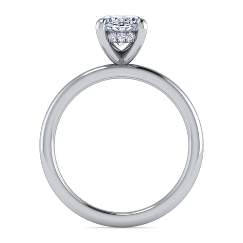 Platinum Hidden Halo Oval Diamond Engagement Ring