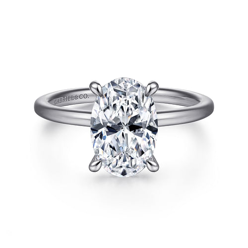 Platinum Hidden Halo Oval Diamond Engagement Ring