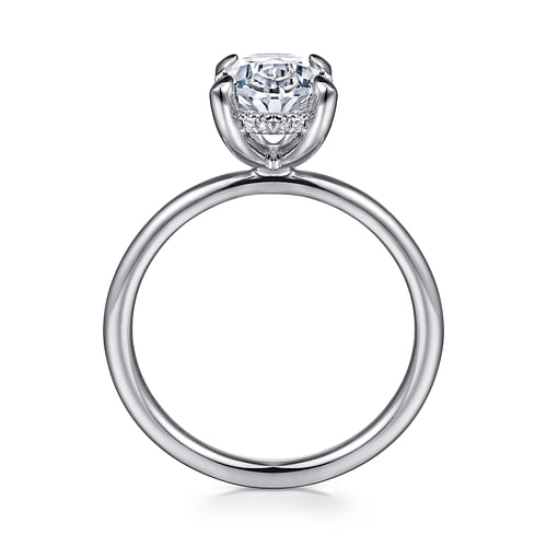 Platinum Hidden Halo Oval Diamond Engagement Ring