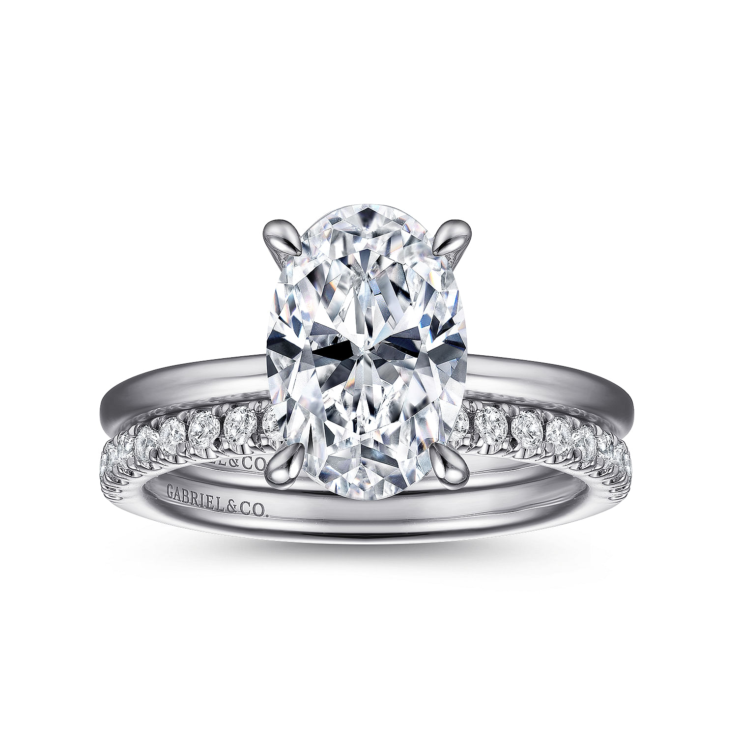 Platinum Hidden Halo Oval Diamond Engagement Ring