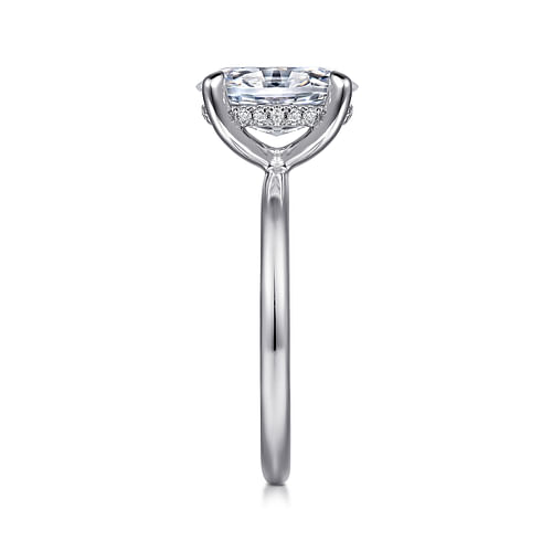 Platinum Hidden Halo Oval Diamond Engagement Ring
