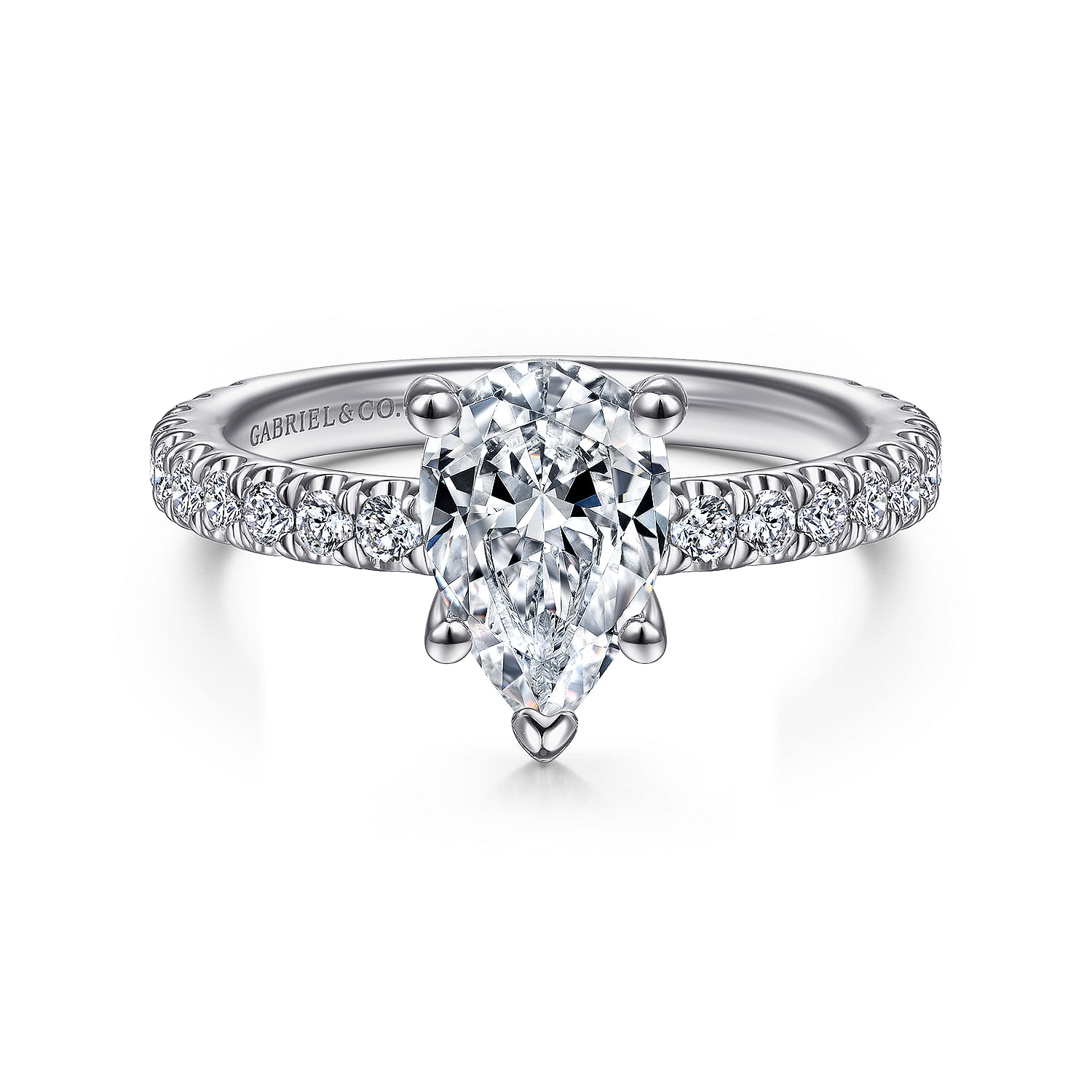Gabriel - Platinum Hidden Halo Pear Shape Diamond Engagement Ring