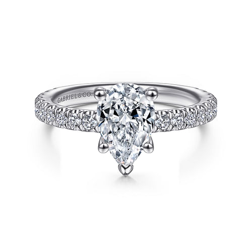 Platinum Hidden Halo Pear Shape Diamond Engagement Ring