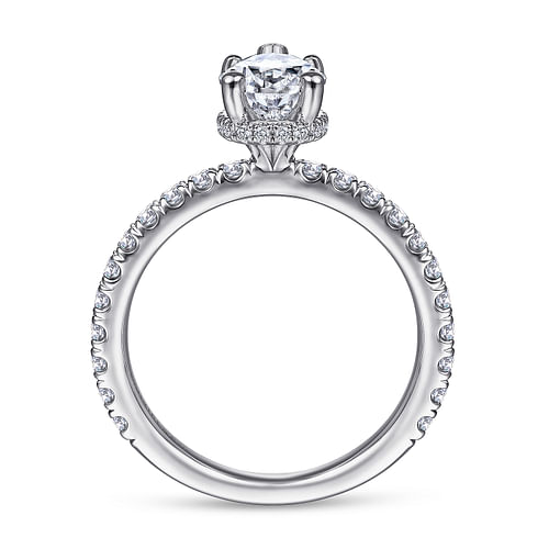 Platinum Hidden Halo Pear Shape Diamond Engagement Ring