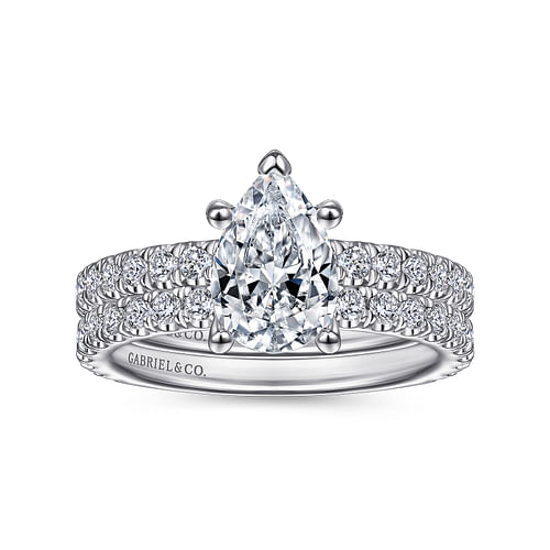 Platinum Hidden Halo Pear Shape Diamond Engagement Ring