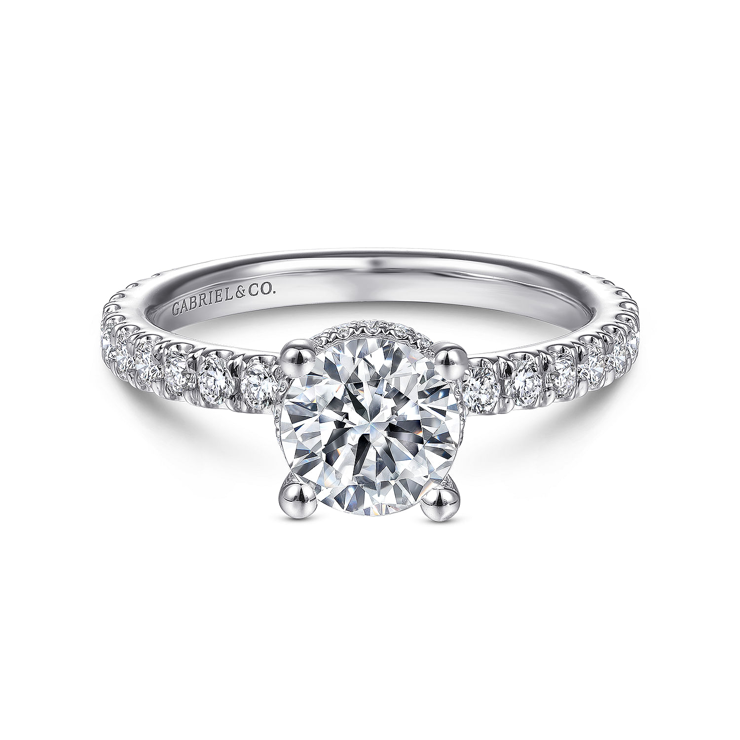Gabriel - Platinum Hidden Halo Round Diamond Engagement Ring