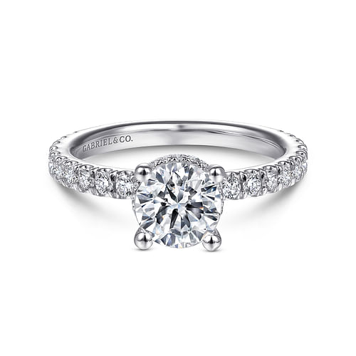 Platinum Hidden Halo Round Diamond Engagement Ring