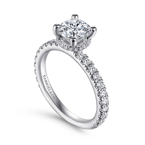 Platinum Hidden Halo Round Diamond Engagement Ring