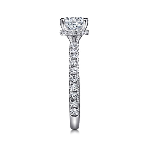 Platinum Hidden Halo Round Diamond Engagement Ring