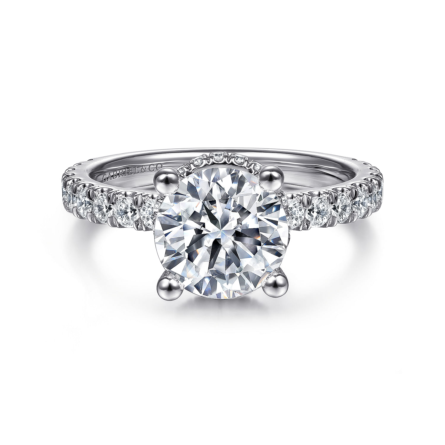 Platinum Hidden Halo Round Diamond Engagement Ring