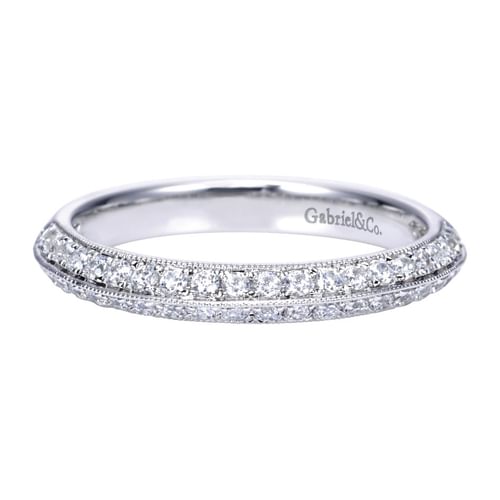 Platinum Knife Edge Diamond Anniversary Band with Milgrain