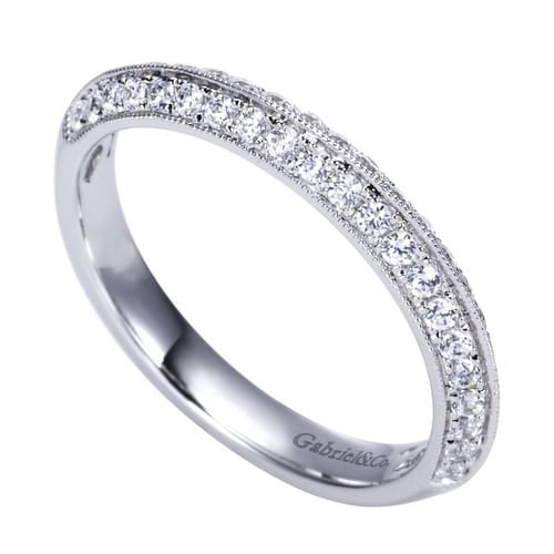Platinum Knife Edge Diamond Anniversary Band with Milgrain