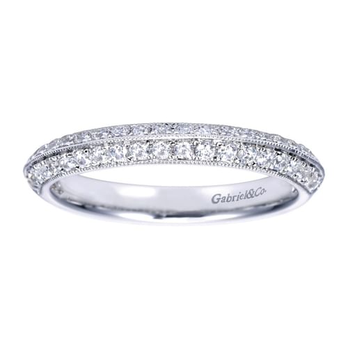 Platinum Knife Edge Diamond Anniversary Band with Milgrain