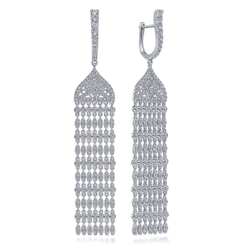 Platinum Long Diamond Chandelier Earrings