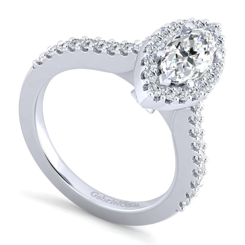 Platinum Marquise Halo Diamond Engagement Ring