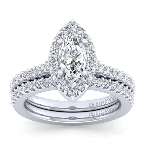 Platinum Marquise Halo Diamond Engagement Ring