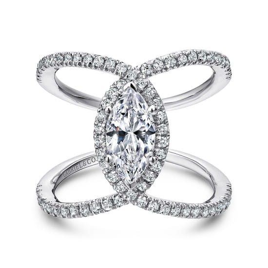 Gabriel - Platinum Marquise Halo Diamond Engagement Ring