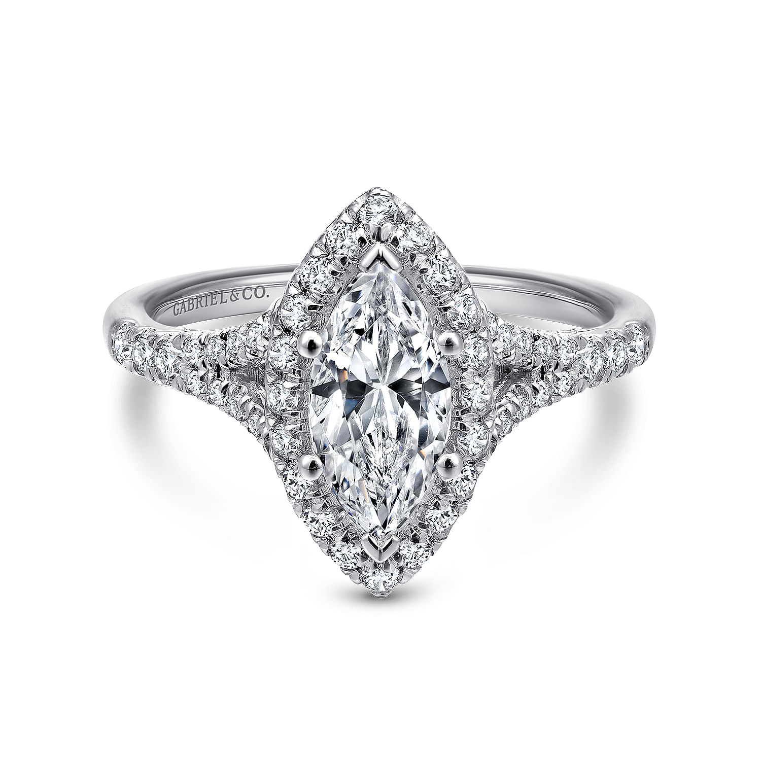 Gabriel - Platinum Marquise Halo Diamond Engagement Ring