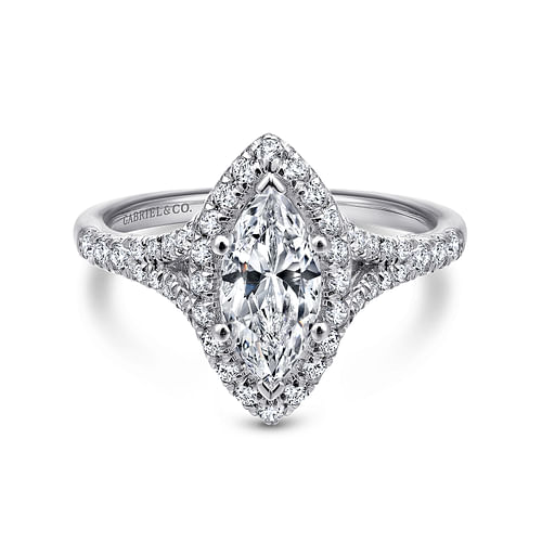 Platinum Marquise Halo Diamond Engagement Ring