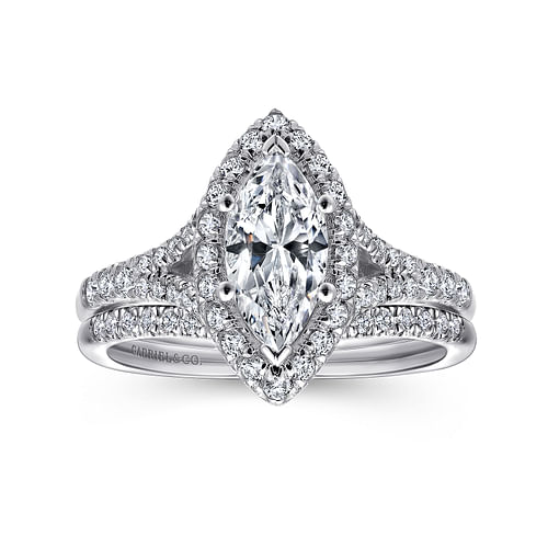 Platinum Marquise Halo Diamond Engagement Ring