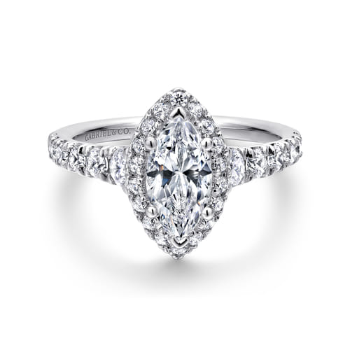 Platinum Marquise Halo Diamond Engagement Ring