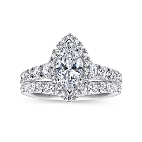 Platinum Marquise Halo Diamond Engagement Ring