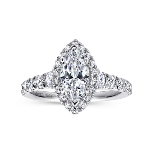 Platinum Marquise Halo Diamond Engagement Ring
