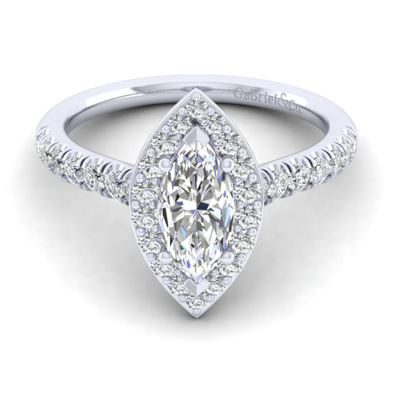 Gabriel - Platinum Marquise Halo Diamond Engagement Ring