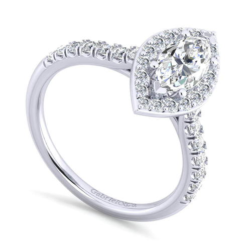 Platinum Marquise Halo Diamond Engagement Ring