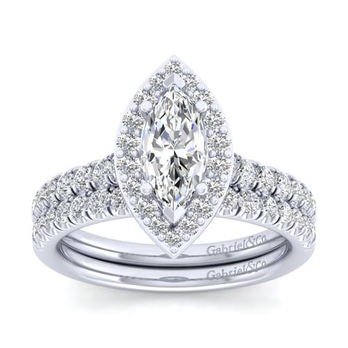 Platinum Marquise Halo Diamond Engagement Ring