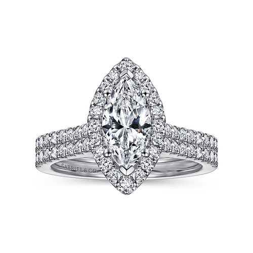 Platinum Marquise Halo Diamond Engagement Ring