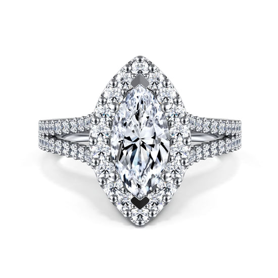 Gabriel - Platinum Marquise Halo Diamond Engagement Ring