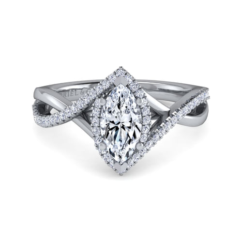 Platinum Marquise Halo Diamond Engagement Ring