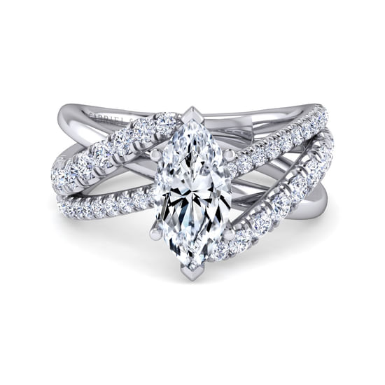 Gabriel - Platinum Marquise Shape Free Form Diamond Engagement Ring
