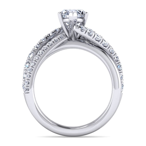 Platinum Marquise Shape Free Form Diamond Engagement Ring