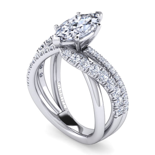 Platinum Marquise Shape Free Form Diamond Engagement Ring